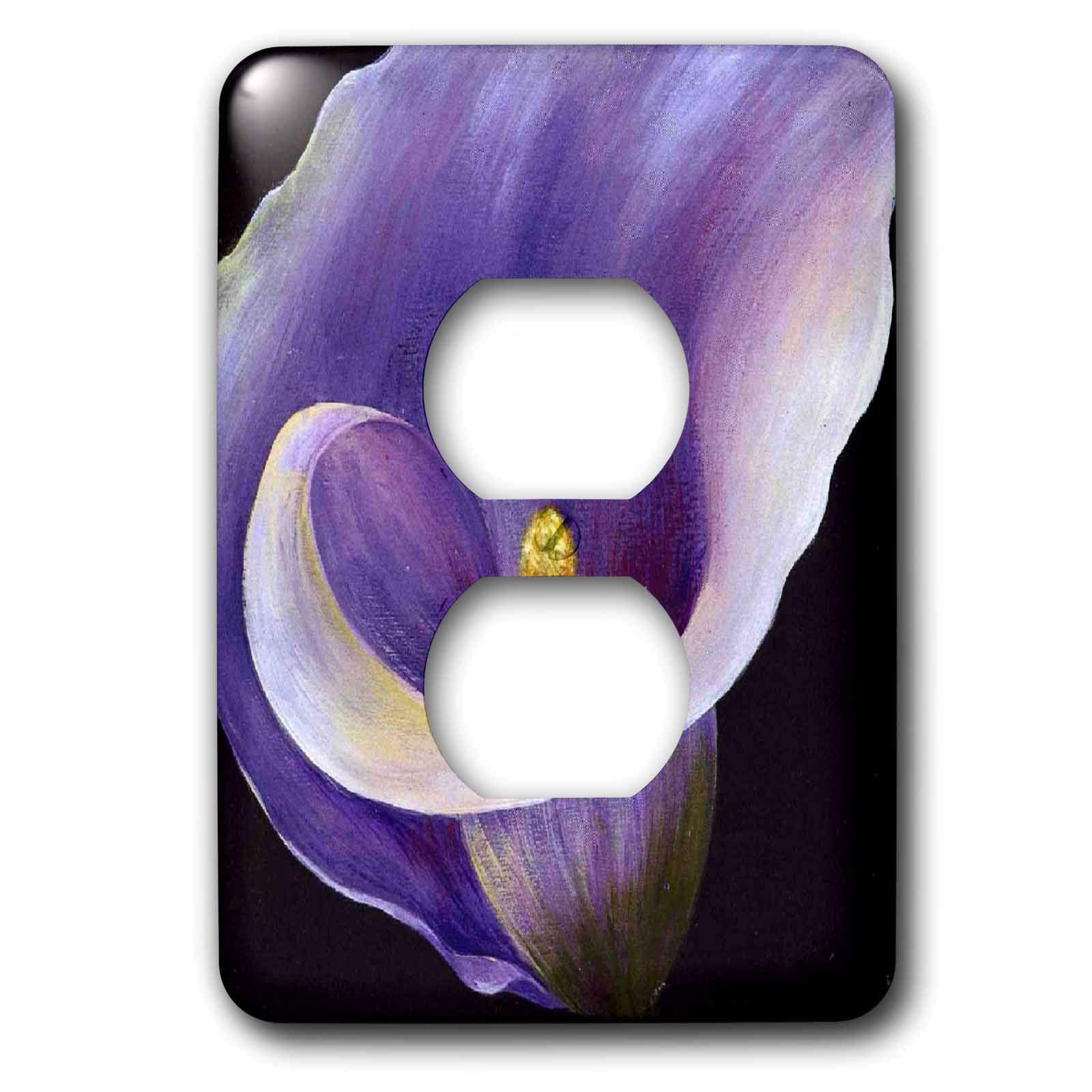Plaque 2 prises de courant violet Calla Lilies au design artistique