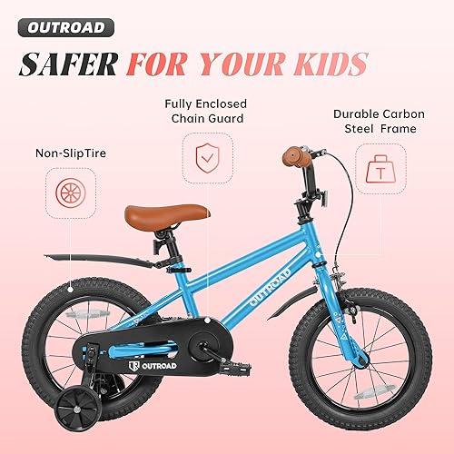 Miniatura 6 de Betterland Bicicleta plegable para niños, bicicleta para niños de 141618 pulgadas con ruedas de entrenamiento y frenos de mano duales, bicicleta