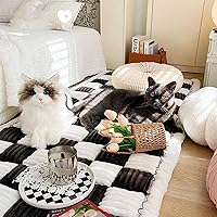 Vista 1 de Funda de sofá divertida mágica, mullida e impermeable para perros, a cuadros, color crema, cuadrada, grande a cuadros, para mascotas, funda de sofá
