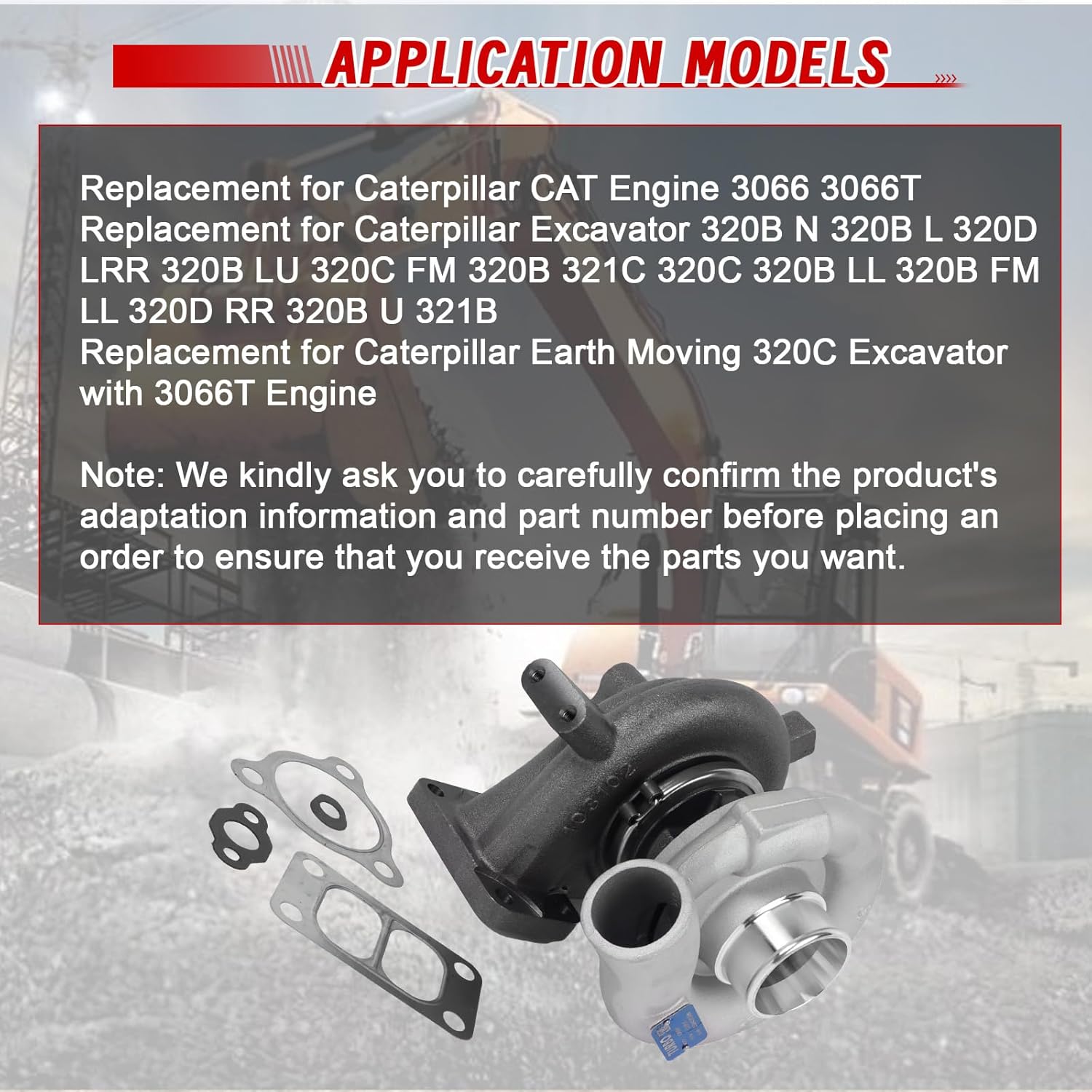 Turbocharger, 49179-02300 4917902300 5I8018 205674 1pc Turbo Turbocharger Replacement for Caterpillar Engine 3066 3066T Excavator 320B 320D 320C