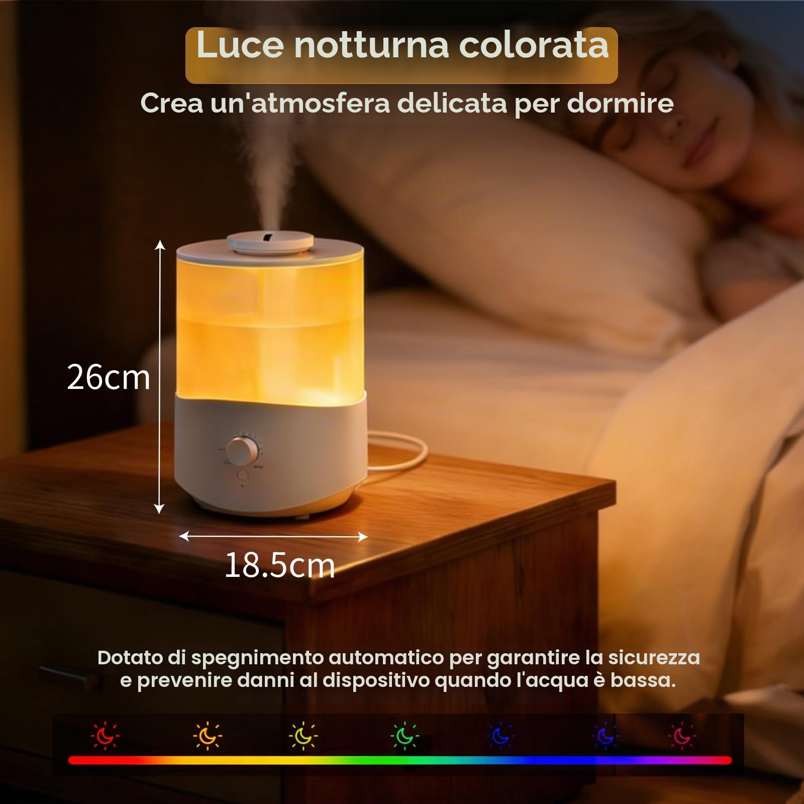 Romon Umidificatore Ambiente 2.5L, Bianco Diffusore di Oli Essenziali, fino a 28 Ore, Top Fill, Ugello a 360° per Piante Soggiorno, Umidificatores Ambiente per Aromaterapia, Spegnimento Automatico