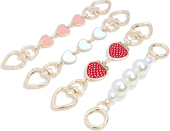 3PCS Vintage Pearl Bag Extender Chain Purse Strap Extenders Sweet Cherry Bag Charm Keychain Purse Handbags