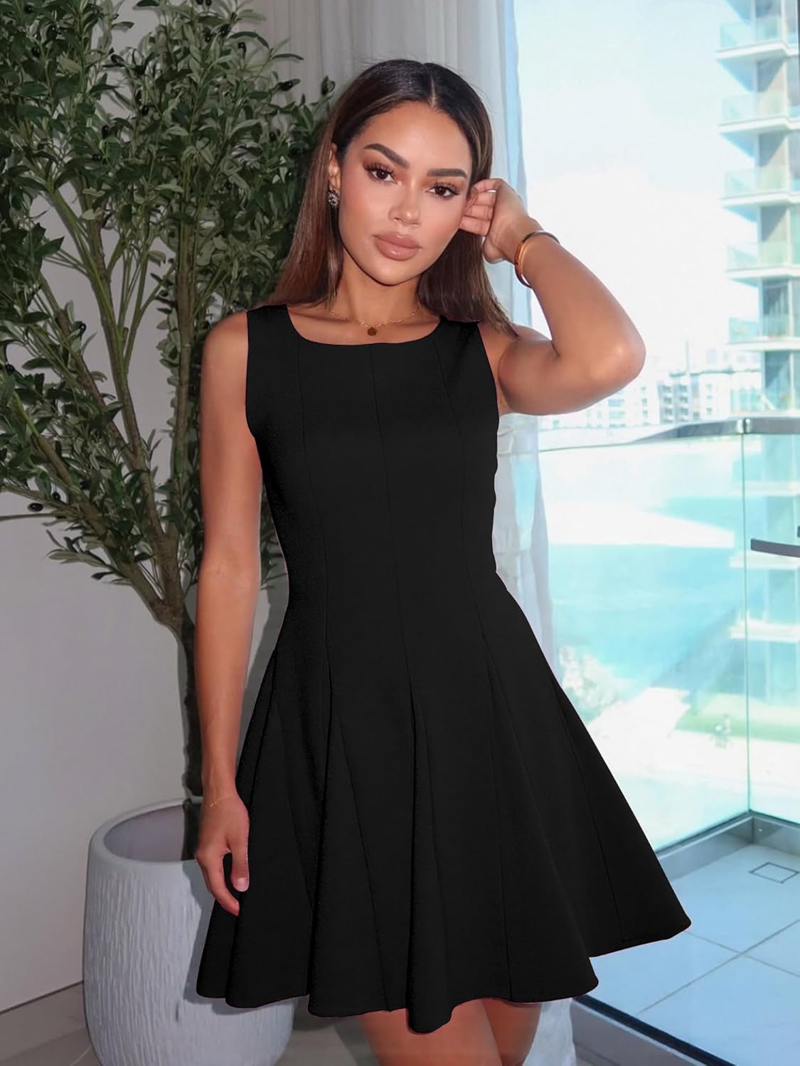 Mokoru Women's Summer Sleeveless Boat Neck Cute Mini Dress A-Line Party Cocktail Short Dresses - Image 6