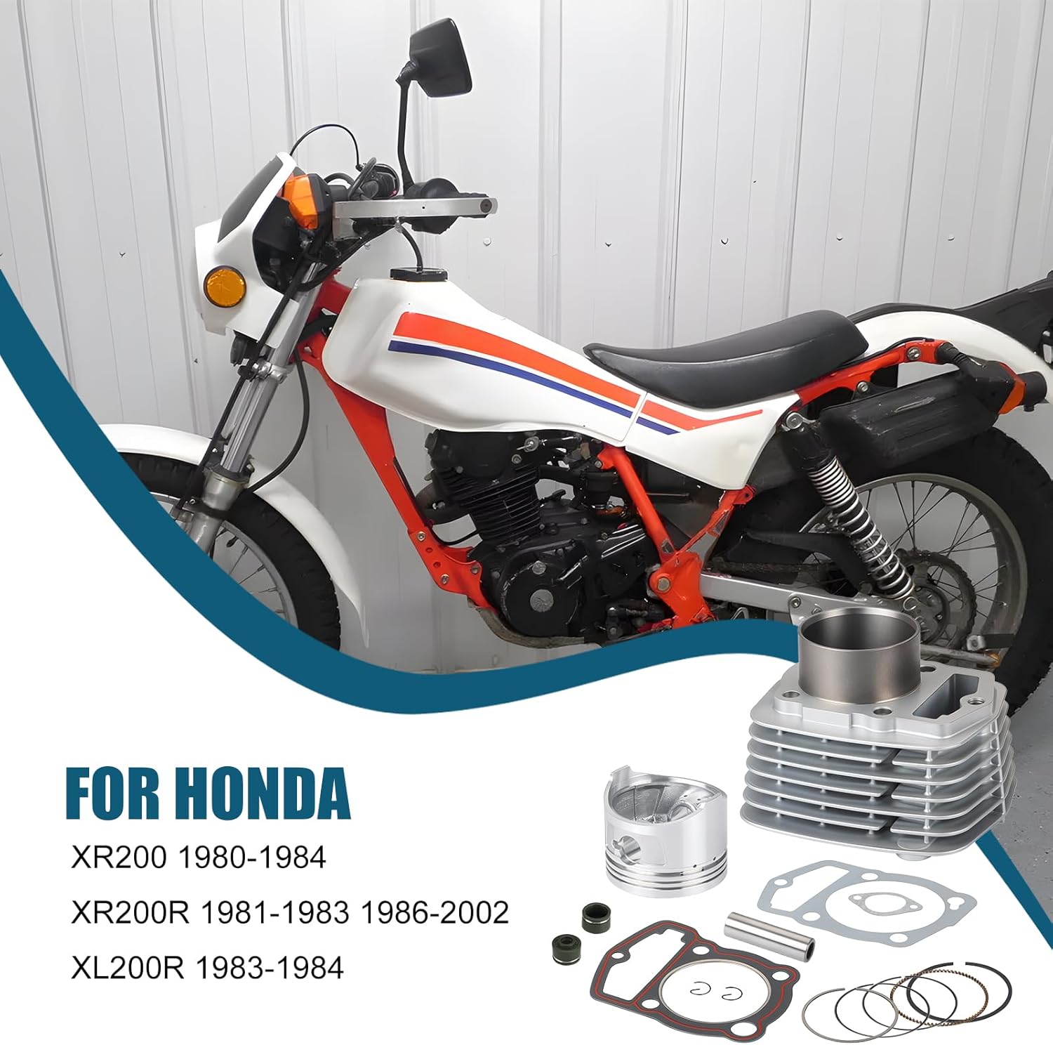 63mm STD Top End Rebuild Kit Cylinder Pistion Gasket for Honda XR200 XR200R XL200R 1986-1987