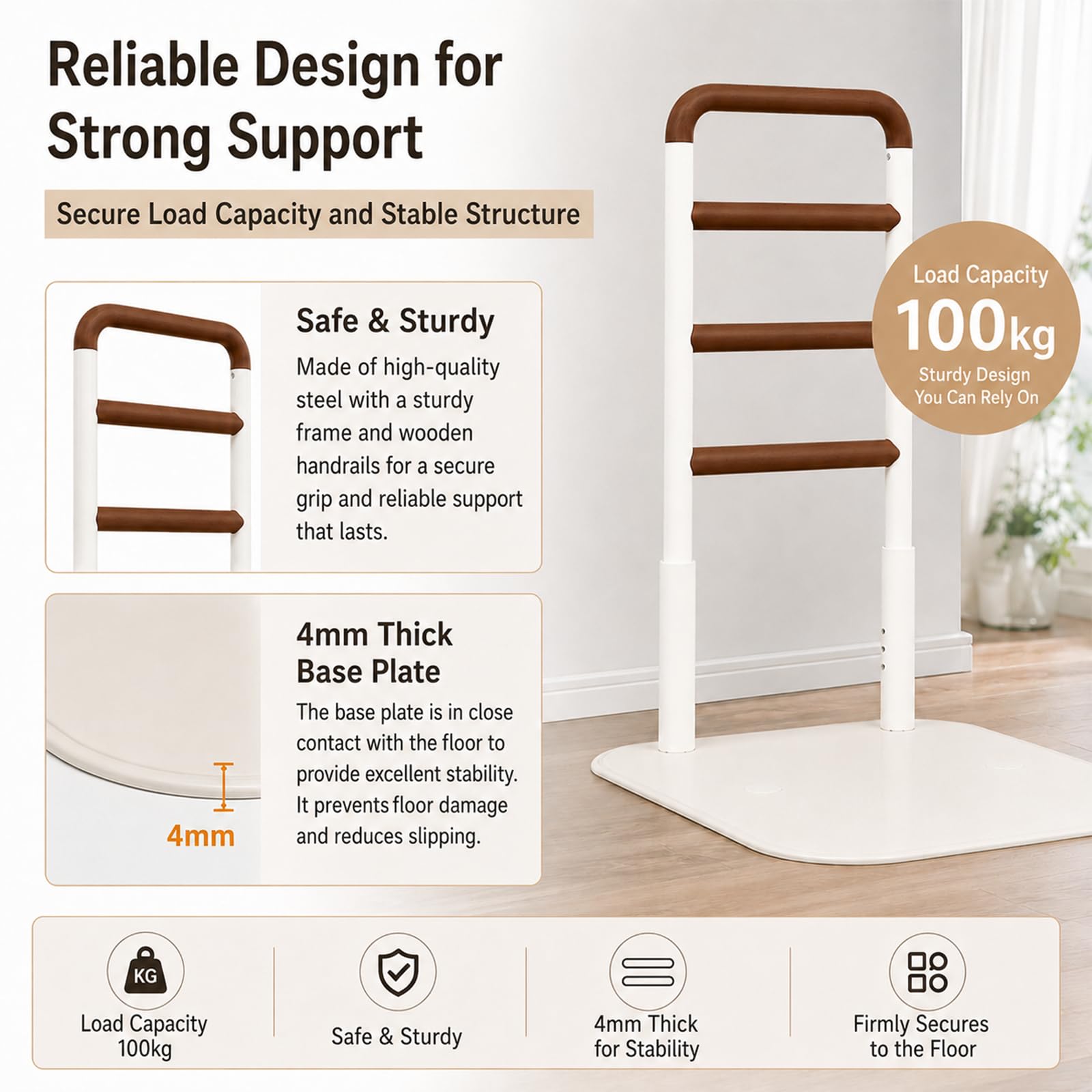 Couch- und Stuhl-Aufstehhilfe, belastbar bis 181 kg (400 LB), Load Stand Assist Aid for Elderly, 4-Level Adjustable with Night Light, rutschsicherer Naturholz-Griff für Sofa-Sicherheitsstütze