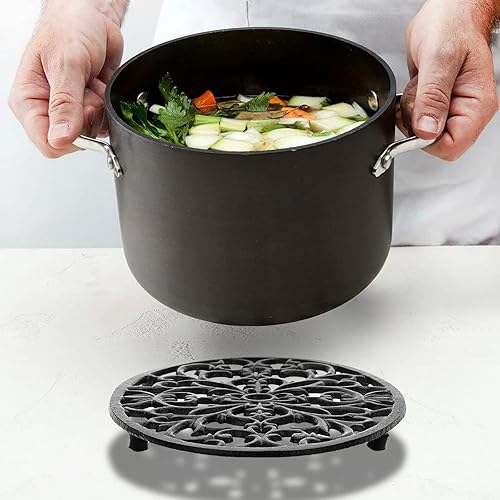 Miniatura 2 de Sumnacon 2 piezas de salvamanteles ovalados de hierro fundido - Salvamanteles de metal antiguo resistente al calor para platos calientes, ollas,