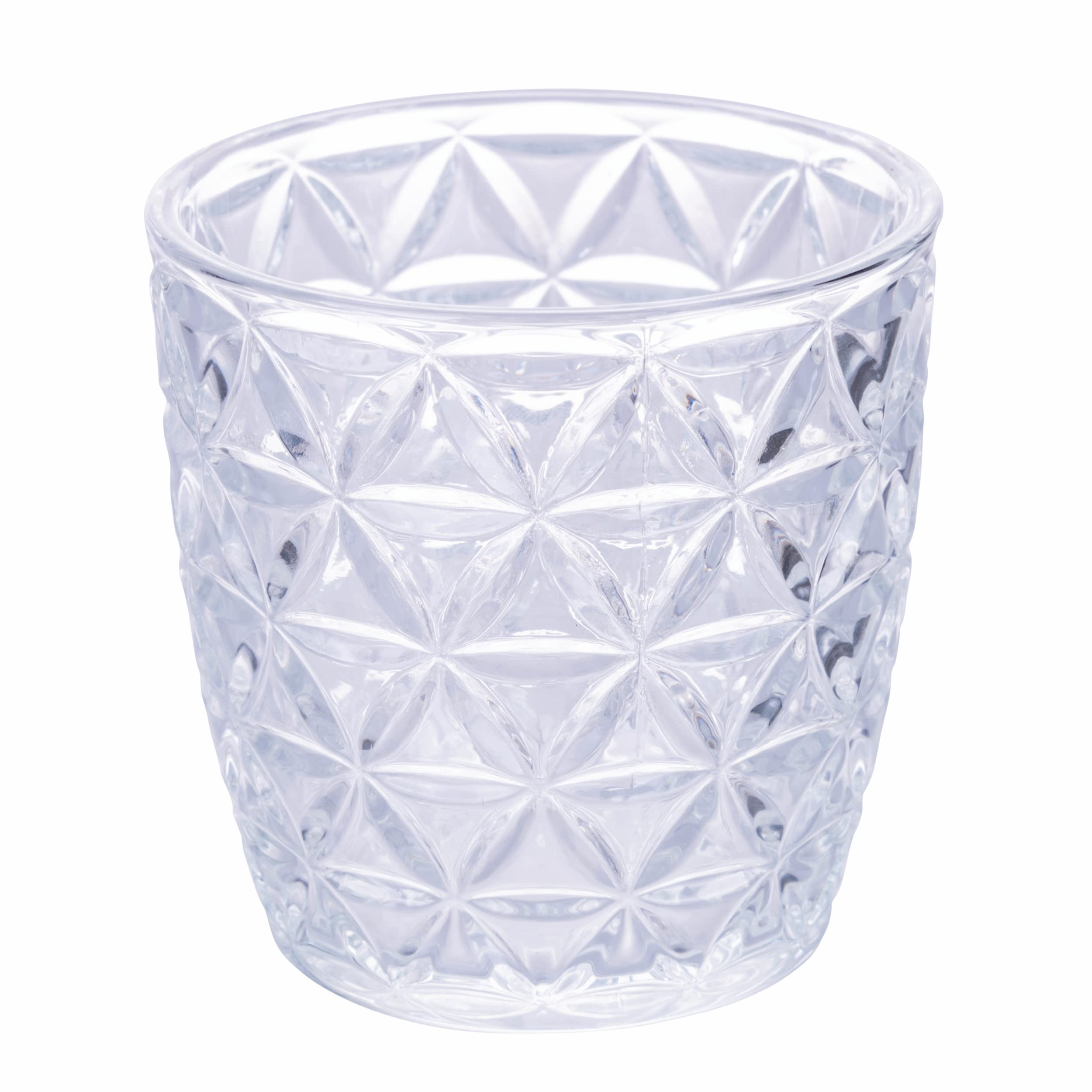 Villa d'Este Home Tivoli Set 6 bicchieri 380 ml in vetro, superficie lavorata a rilievo, Geometrie Clear (Confezione da 2)