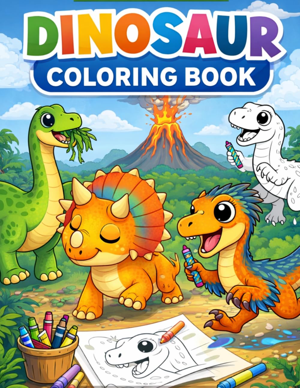 Cute Dinosaurs Coloring Book for Kids: Fun and Easy Dinosaur Coloring Pages for Toddlers and Preschoolers | Cute Dino Illustrations to Inspire Creativity and Learning