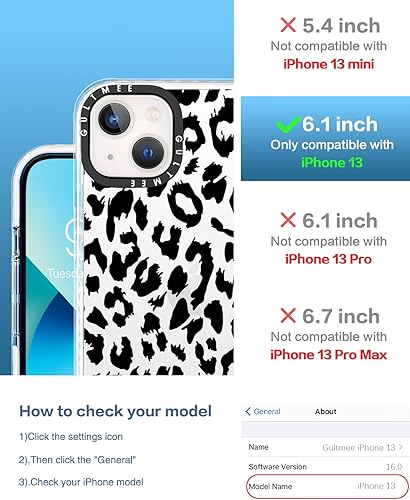 Miniatura 2 de GULTMEE Funda 3 en 1 para iPhone 13 de 6.1 pulgadas, con protector de pantalla de vidrio templado + protector de lente de cámara, diseño