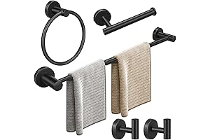 5 Pieces Retractable Towel Bar, Matte Black Hand Towel Bar and Toilet...