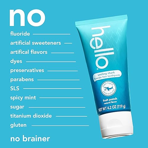 Miniatura 5 de hello Smiling Shark - Pasta de dientes sin flúor para niños, ponche de fruta natural, tubo de 4.2 onzas