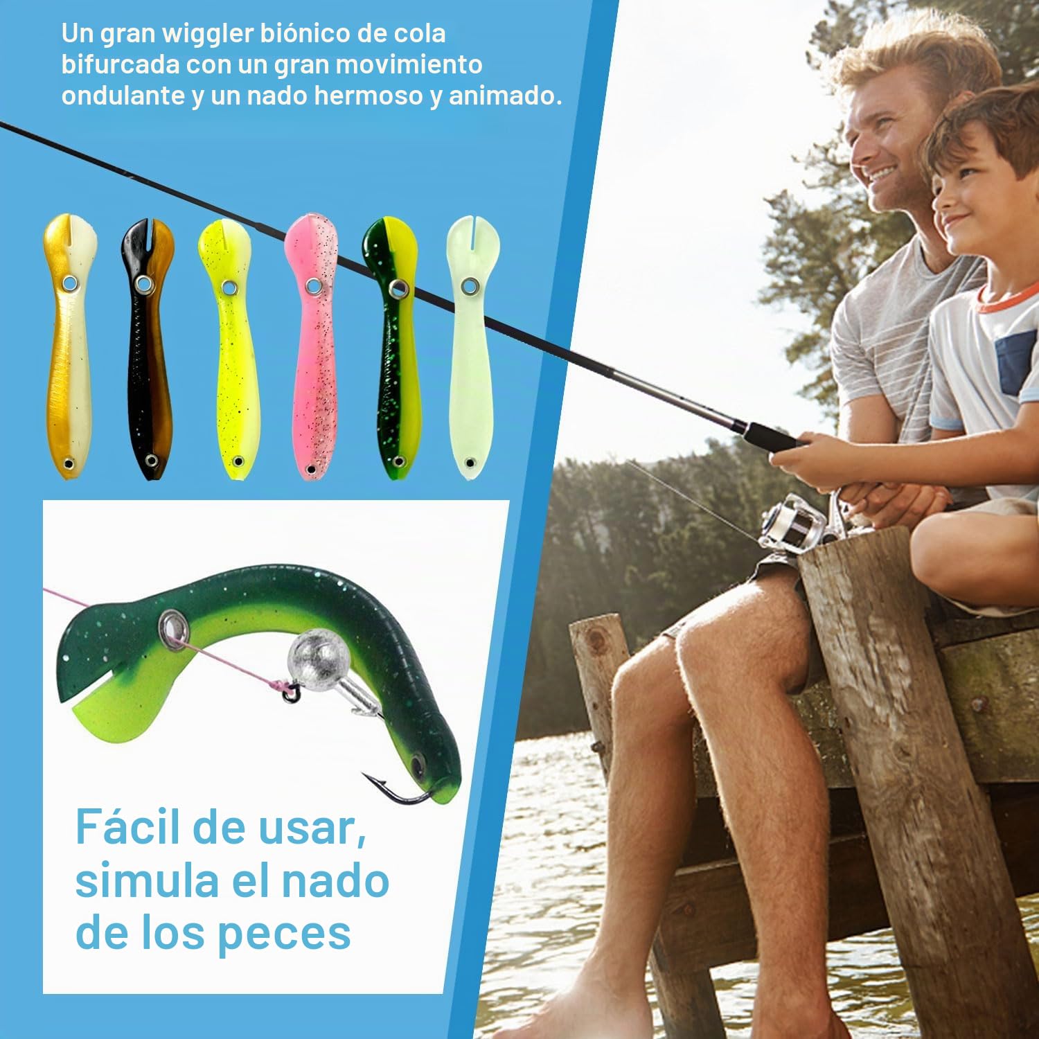 53 Piezas Carpfishing Accesorios 43 Piezas Vinilos Pesca 2 Tamaños de Anzuelos de Pesca 10 Piezas Cabezas Plomadas Set de Señuelos Bionic Bait Accesorios de Pesca para Peces de Agua Dulce y Salada