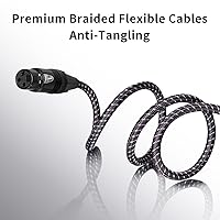 Vista 3 de Cables XLR de 1 pie, paquete de 2 cables de conexión cortos antienredos trenzados de 3 pines XLR macho a hembra para micrófono DJ