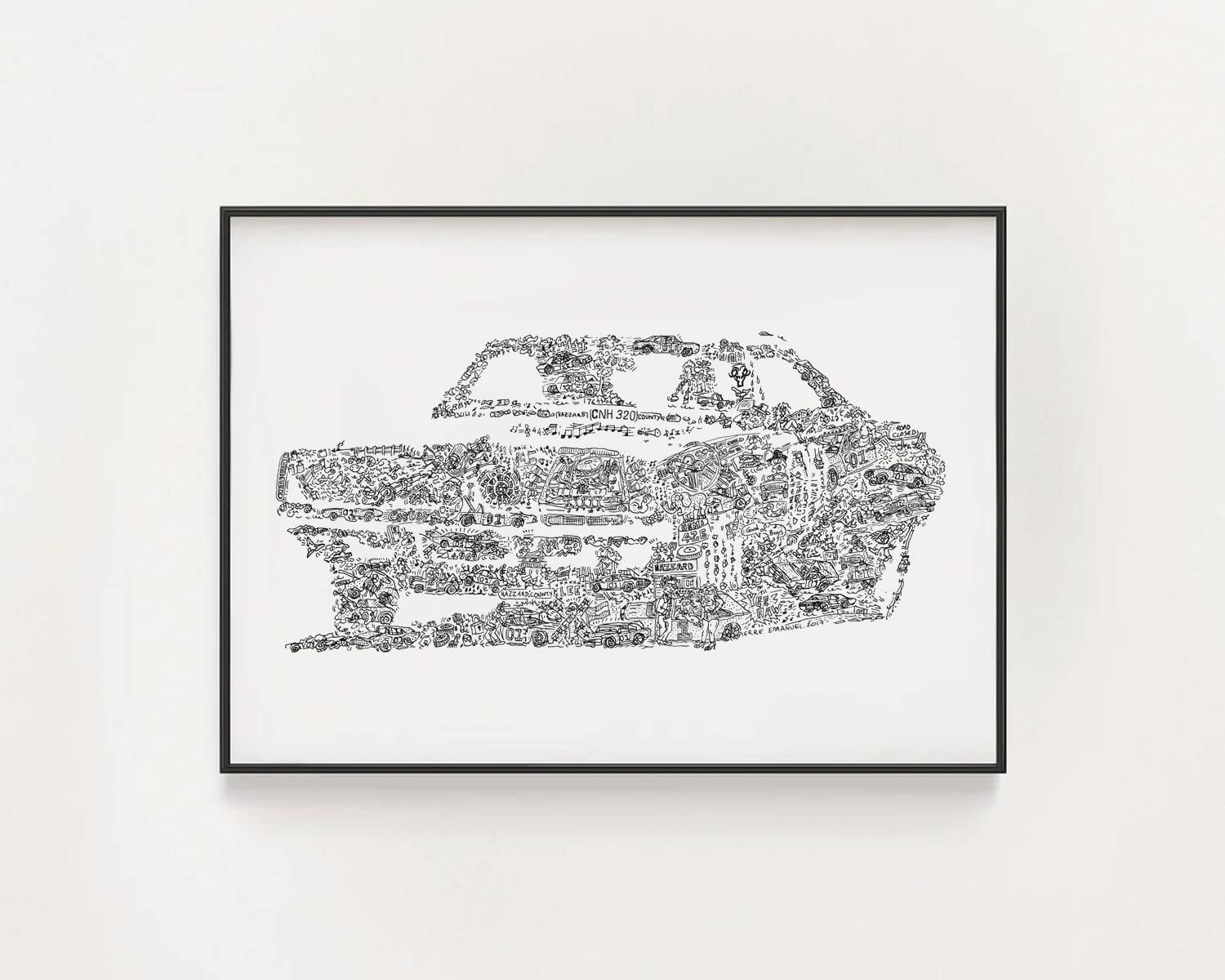 general Lee - Affiche de la Voiture emblematique de la série sheriff fais moi peur - histoire du bolide volant de Bo et luke duke bande dessinée - dessin biographie - 01 hazzard (50x70cm)