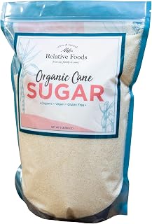 Relative Foods Organic Cane Sugar Crystals 5lb - Vegan Bone-Char Free, Non-GMO Gluten-Free Natural Sweetener for Baking, Coffee & Tea