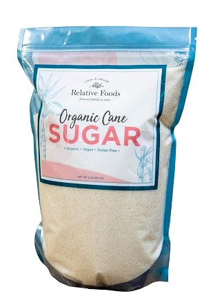 Organic Cane Sugar Crystals 5lb sugar packet - Preservative & bone-char free, vegan food sugar substitute, gluten free, Non-GMO, fine natural sugar sweetener for cooking, beverages, more