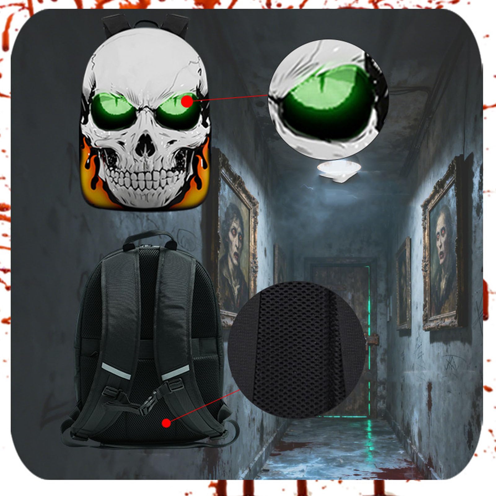 Plecak LED Skull z Konfigurowalnym Ekranem 20x32 |Spersonalizowana za pomocą Aplikacji ILEDEYES, Trwała i Pojemna do Laptopów, Zasilana Przez USB do Podróży, przyjęć i Jazdy na