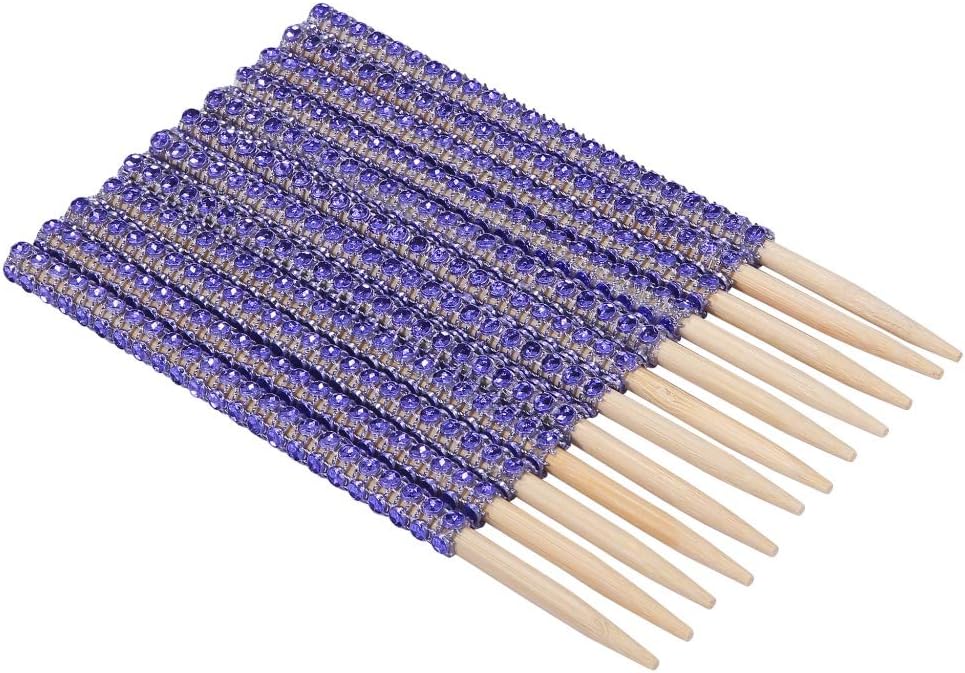 24ct Rhinestone Bling Bamboo Candy Apple Sticks 6 inch for Cake pop Chocolate Caramel Apple Skewers Buffet Party Favor Candy Making Accessories by Quotidian (Royal Blue)