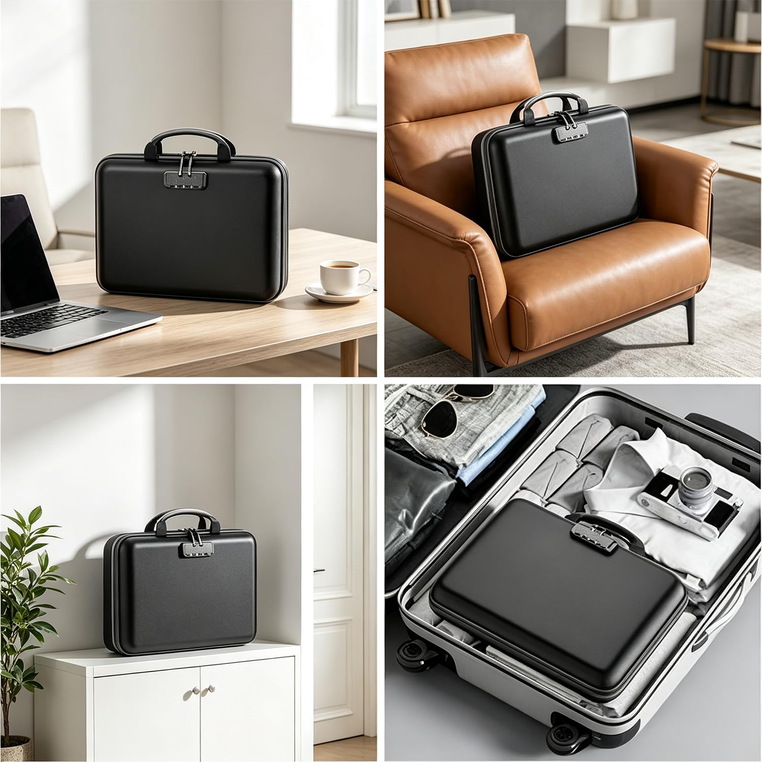 Porte-documents ignifuge avec serrure, boîte de rangement rigide avec 13 compartiments, organiseur de documents, portable, rangement de documents pour la maison, le bureau