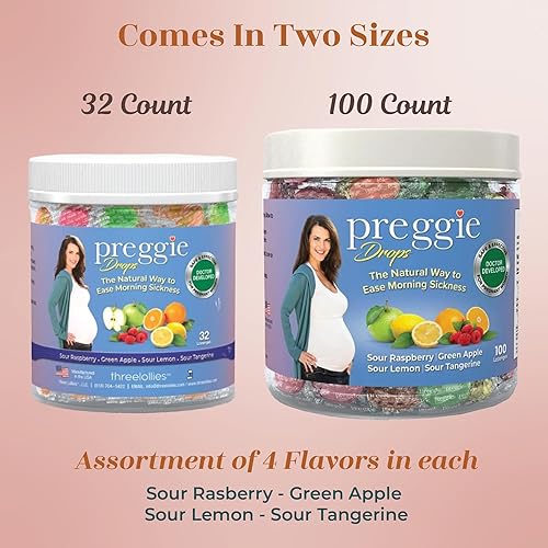 Miniatura 5 de Three Lollies Preggie Pop Drops Alivio de Náuseas del Embarazo Caramelo para Náuseas Matutinas con Aceites Esenciales para Mujeres Embarazadas