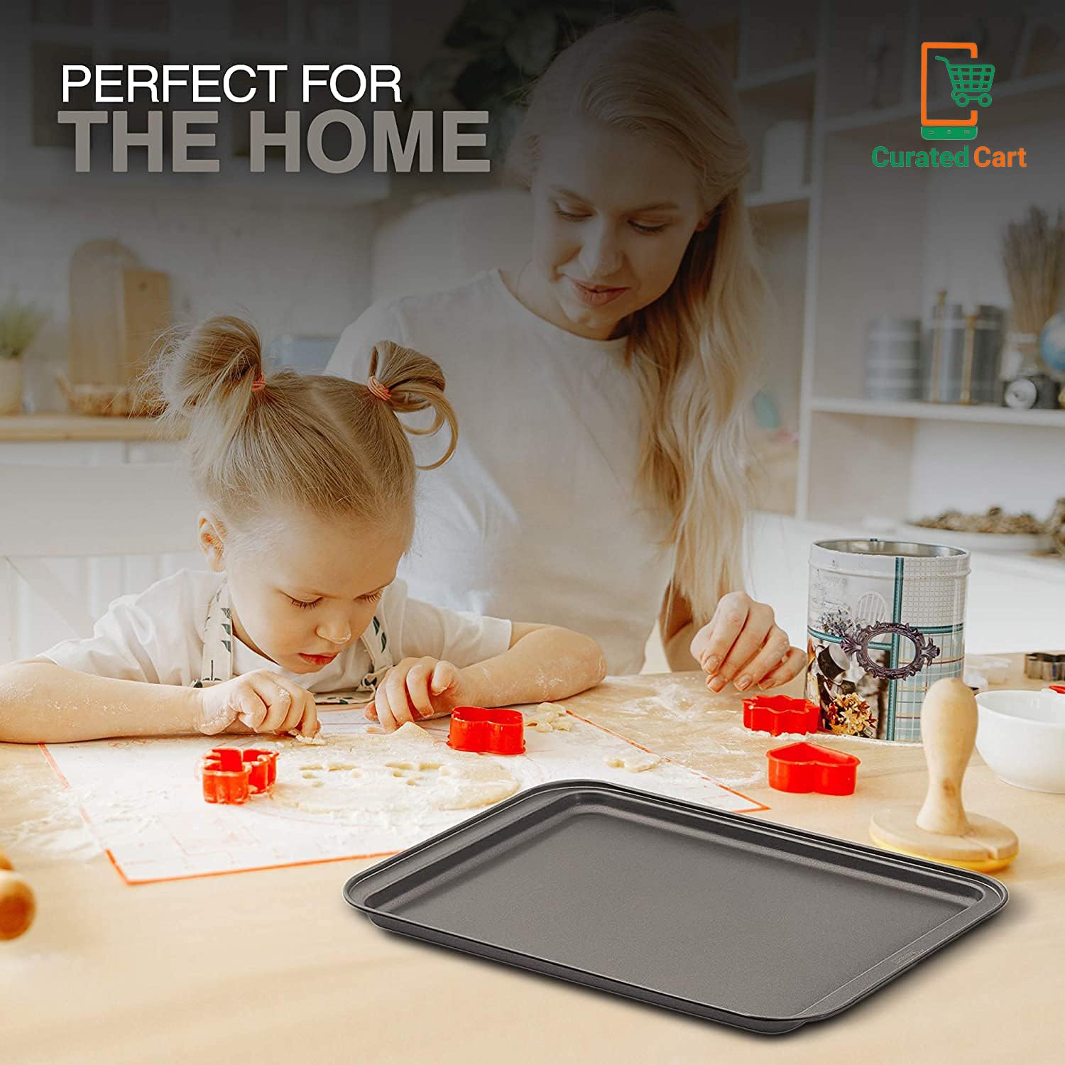 PureBake Baking Tray for Microwave Oven, Nonstick Baking Sheet Pans, Non-Toxic and Rimmed Carbon Steel Cookie Sheet Tray, Warp and Rust Resistant, Heavy Gauge Steel Oven Baking Sheets 3