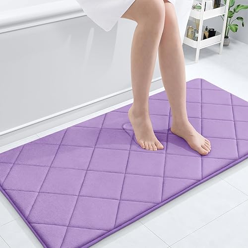 Miniatura 74 de OLANLY Tapete de baño de espuma viscoelástica de 24 x 16 pulgadas, ultra suave y absorbente, lavable a máquina, cómodo tapete de baño para suelo de