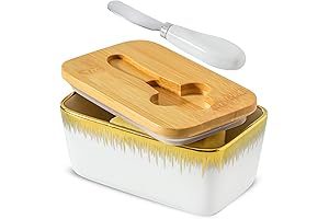 Large Gold Butter Dish with Lid and Knife
