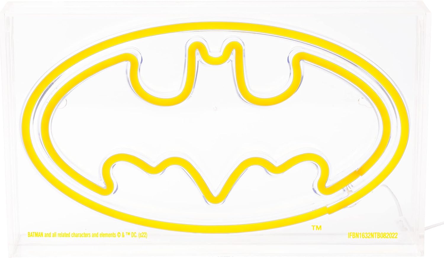 Silver Buffalo DC Comics Batman Logo Symbol USB Powered Neon Light Box, 12 x 7 Inches
