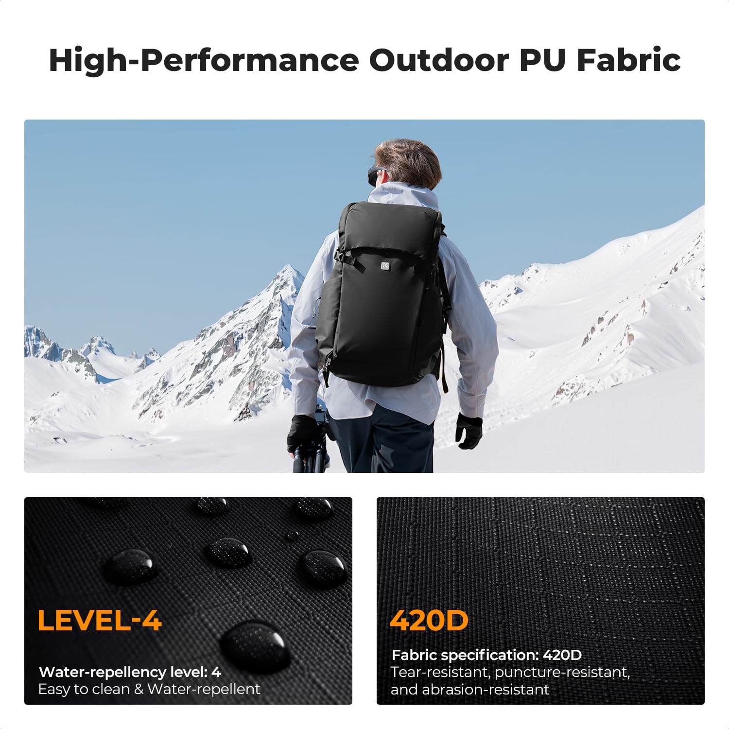 K&F CONCEPT Zaino per fotocamera, zaino da viaggio all'aperto di grande professtional splashproof Borsa a tracolla multifunzionale per Macchine fotografiche, obiettivo, treppiede, laptop, drone