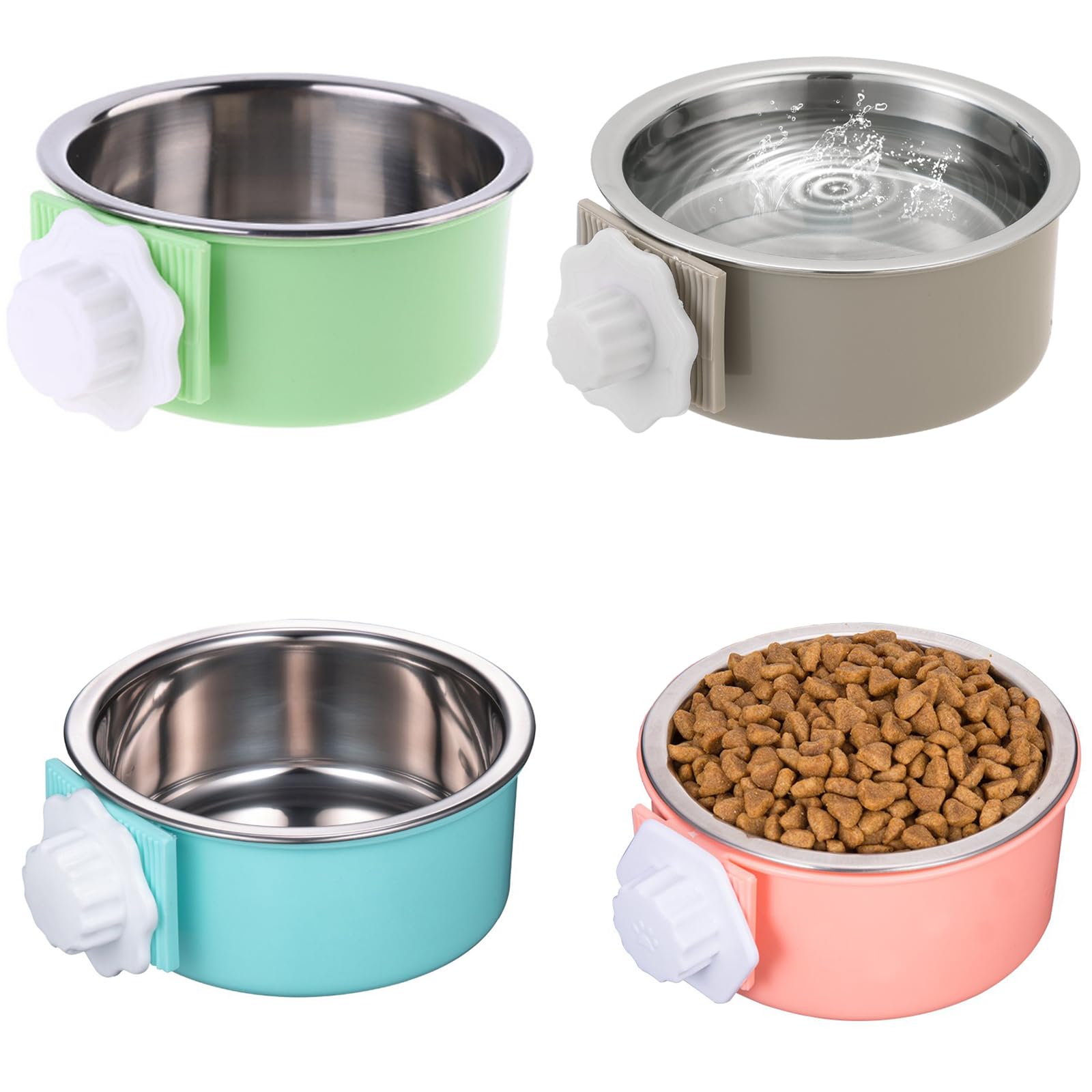 12x Edelstahl-Futternäpfe Für Käfige - Abnehmbar, Hängend Für Hunde, Katzen, Kaninchen & Kleine Tiere