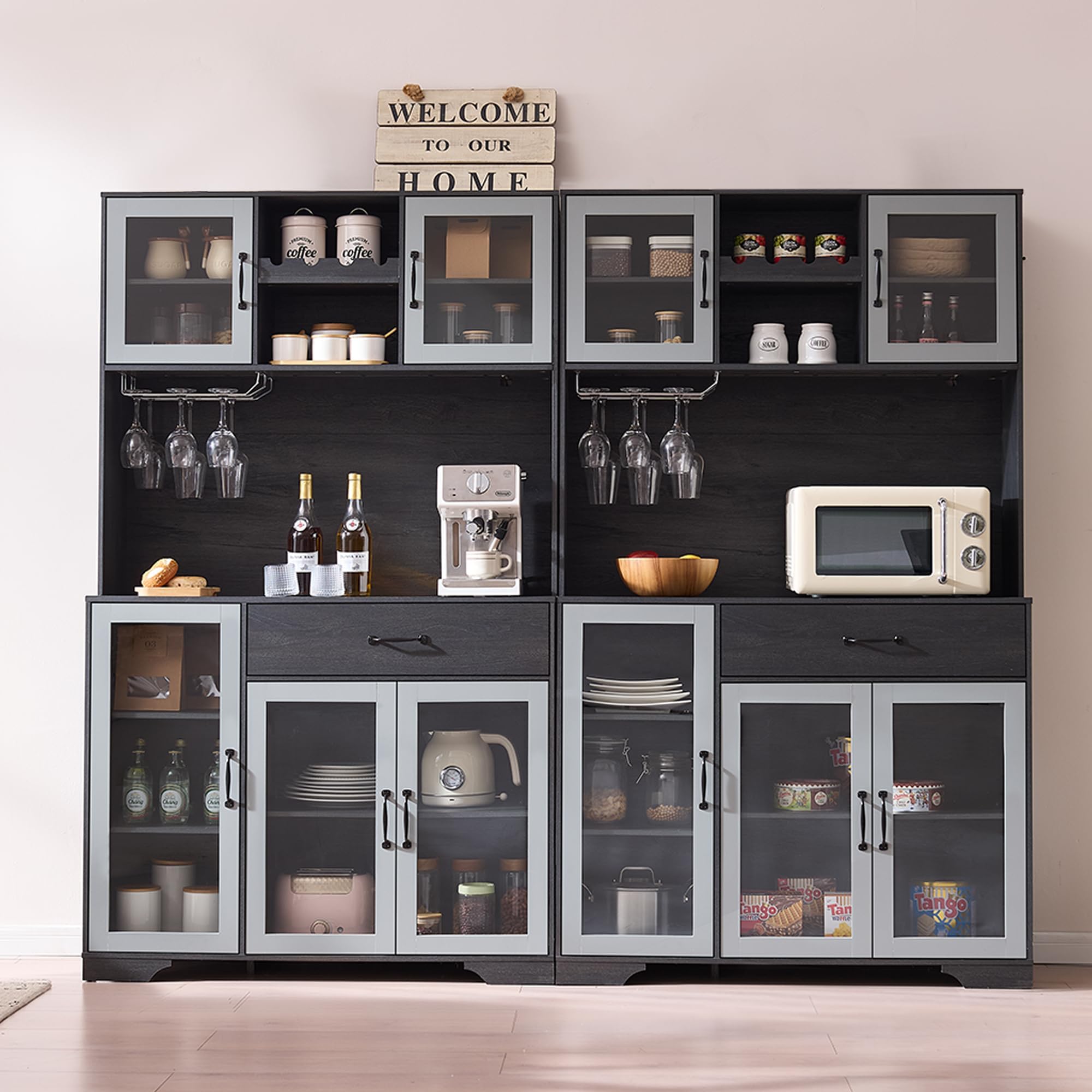 Fatmok Pantry Cabinet with Wine Rack