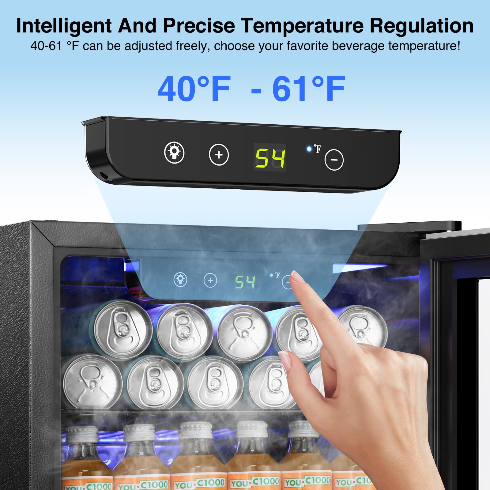 Kismile Mini Refrigerator Cooler 48l Beverage Fridge For 16 Bottle 68 Can,1.7 Cu.Ft Drink Fridge With Seamless Outer Frame,Electronic Temperature Control For Home/Bar/Office 40-61℉,Silver on Fridge.com - View 5