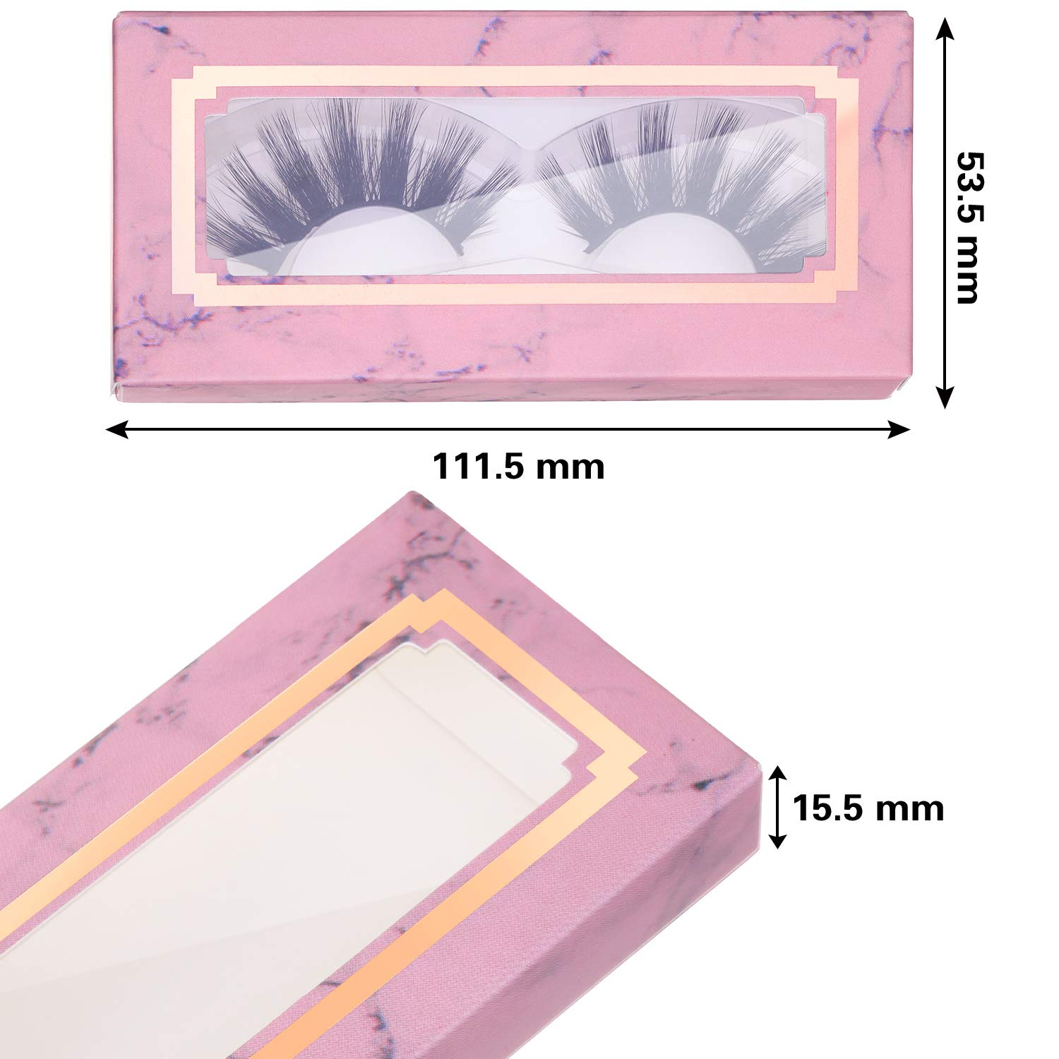 24 Pieces Empty Eyelashes Packaging Paper Eyelash Box Eyelash Holder Case Marble Design Eyelashes Container for False Eyelash Care Cosmetic Tools (4.39 x 2.10 x 0.61 Inch, Pink)