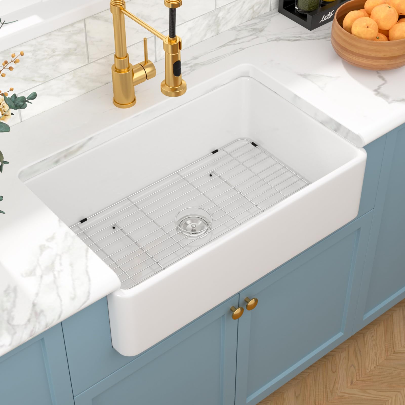 Sarlai 33 White Farmhouse Sink