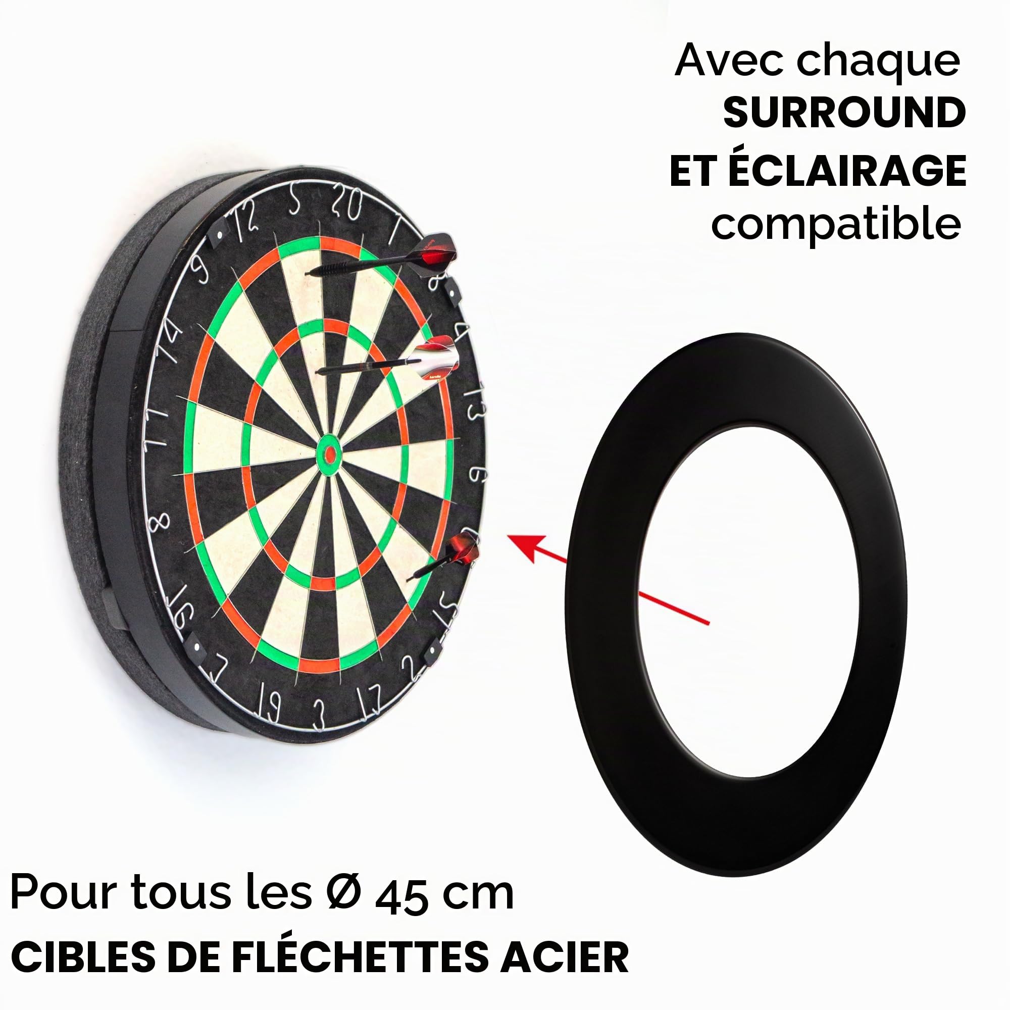 Karella Lot de 2 Protections acoustiques compactes - Diamètre : 45 cm - pour Cible de fléchettes - Réduction du Bruit détectable jusqu'à 80% - Breveté - Système de réduction du Bruit - Fabriqué en