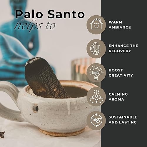 Miniatura 8 de Ancient VEDA Peruvian Palo Santo Sticks 6 Pack con guía de manchas Alto contenido de resina, aroma dulce madera santa para manchas, meditación,