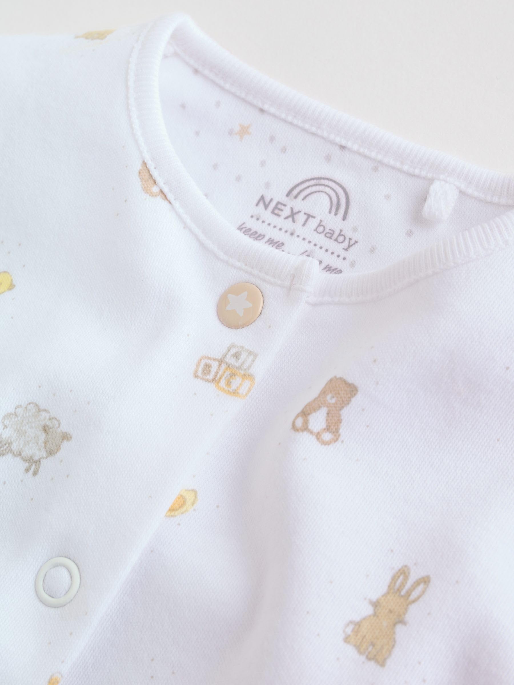 NEXT Unisex Bambino Confezione da 3 Tutine Bebè | Neonato, Standard, Mid Rise, Button, 100% cotone