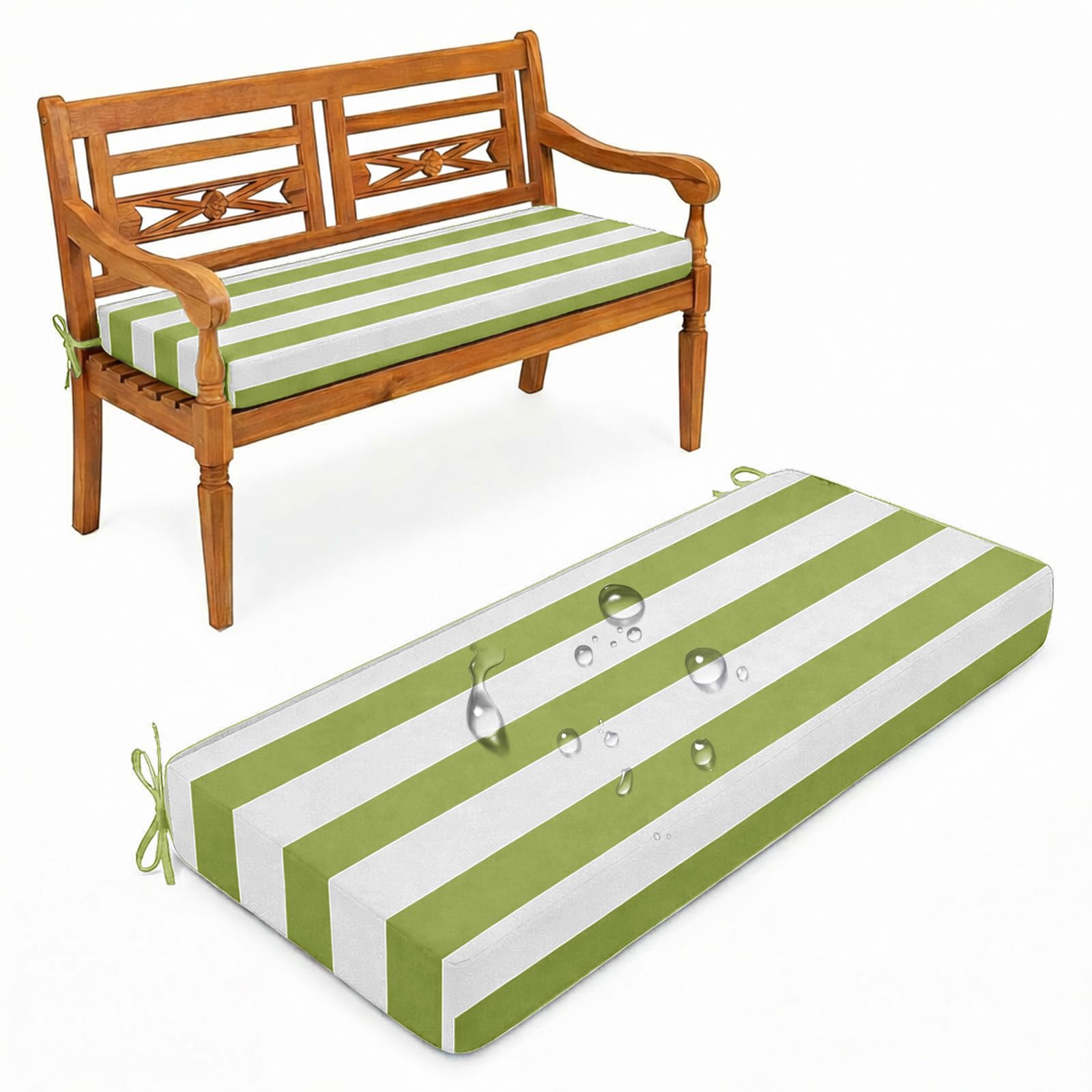 Aocase Outdoor Bench Cushion - 120cm/150cm/100cm/90cm x 35cm/30cm, Non-Slip Washable Cover, Zippered Removable, High-Resilience Foam,for Garden Benches, Bay Windows, Long Chairs,N02,75x45cm — image 1