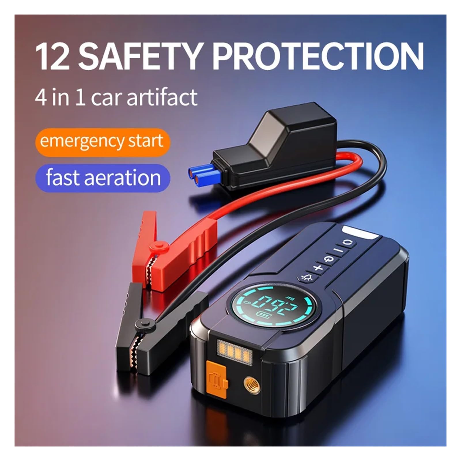 Avviatore di Emergenza for Auto Pompa d'Aria Compressore Portatile Gonfiatore for Pneumatici Multifunzione Batteria Automatico con Borsa in Eva Inflazione Istantanea