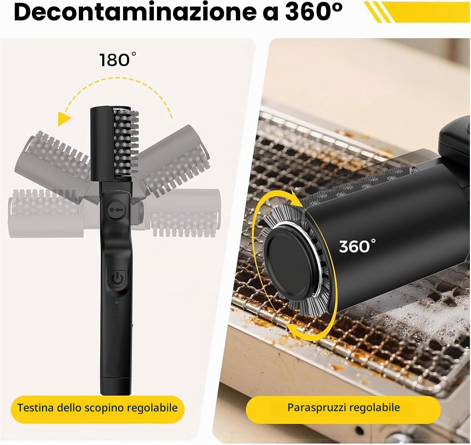 Spazzola per griglia elettrica - Spazzola rotante per barbecue elettrico | Spazzola per griglie con 3 velocità di rotazione, olio anti-macchia, con setole in acciaio inox, per griglie da campeggio