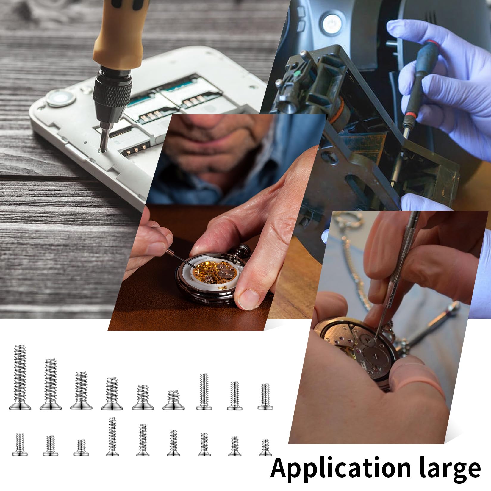 Set di 486 viti piccole dimensioni, viti occhiali, M1.2 M1.4 M2, viti riparazione mini, viti orologi micro, viti orologi computer