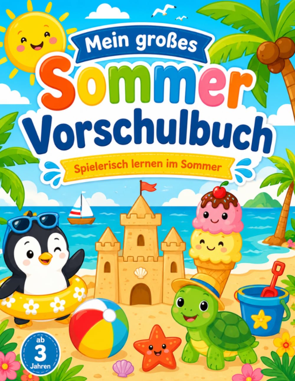 Mein großes Sommer Vorschulbuch: Spielerisch lernen mit Rätseln, Übungen und sommerlichem Lernspaß für Kinder ab 3 Jahren