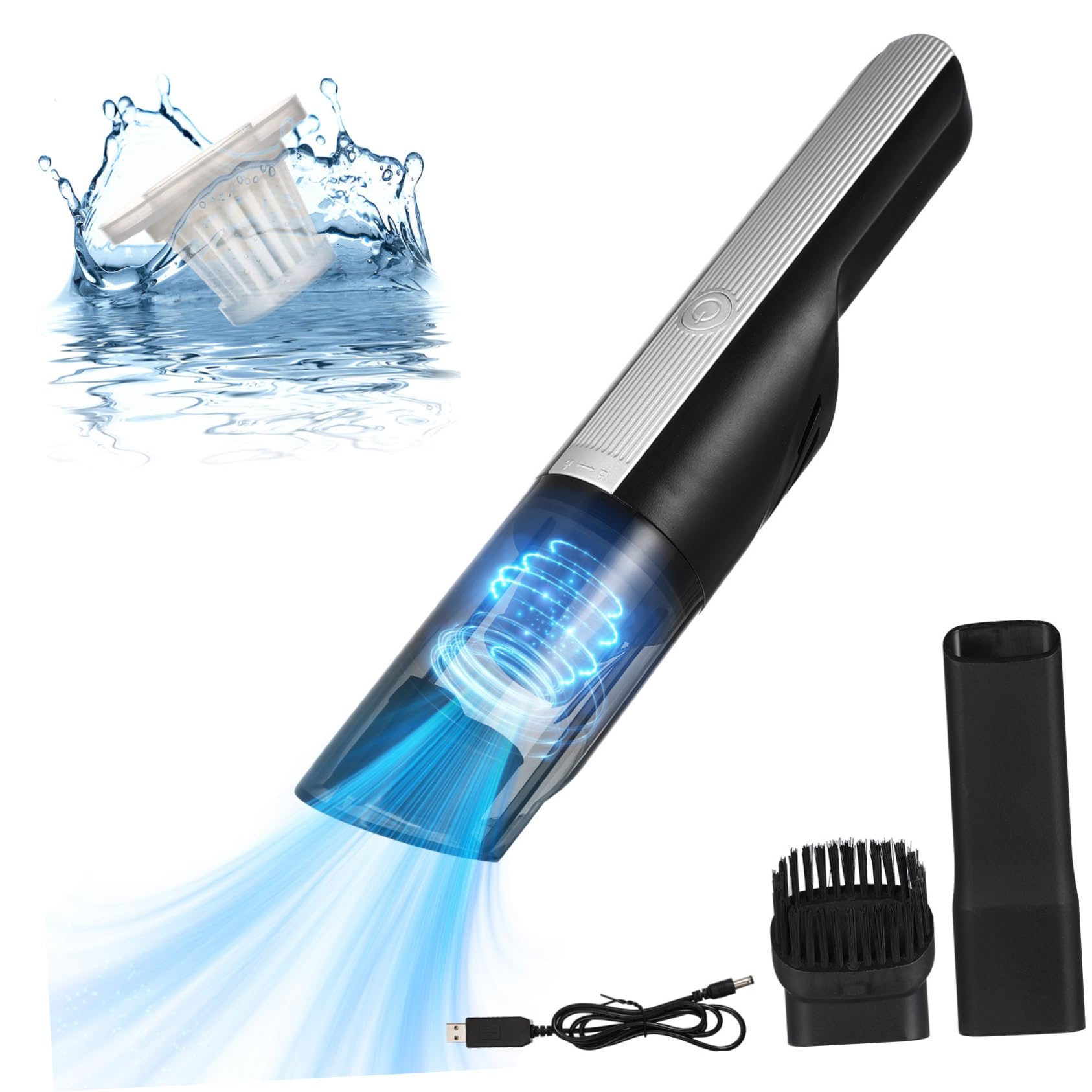 Aspiradora Portátil para Coche Alta Potencia Aspirador Inalámbrico Compacto y Ligero Filtro Lavable para Limpieza de Interiores para Hogar y Viaje