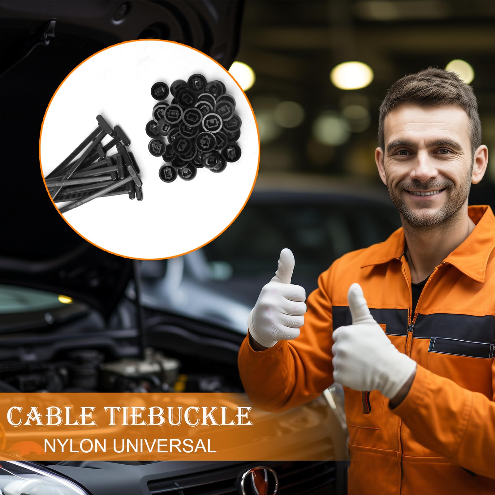 Fibbia Universale per Fascette Stringicavo in Nylon Fibbie Universali in Nylon per Fascette Fermacavi Universal Cable Tie Buckle per Riparazioni Quotidiane Dell'auto 50Pcs (50)
