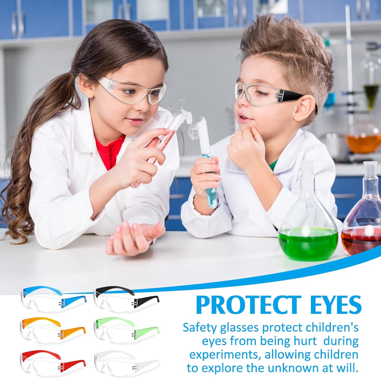 Patelai 36 Pcs Kids Safety Glasses Bulk Eye Protection Goggles Scratch Resistant for Science Class, Lab, Sports, Child Youth Size (Multicolor) - Image 5