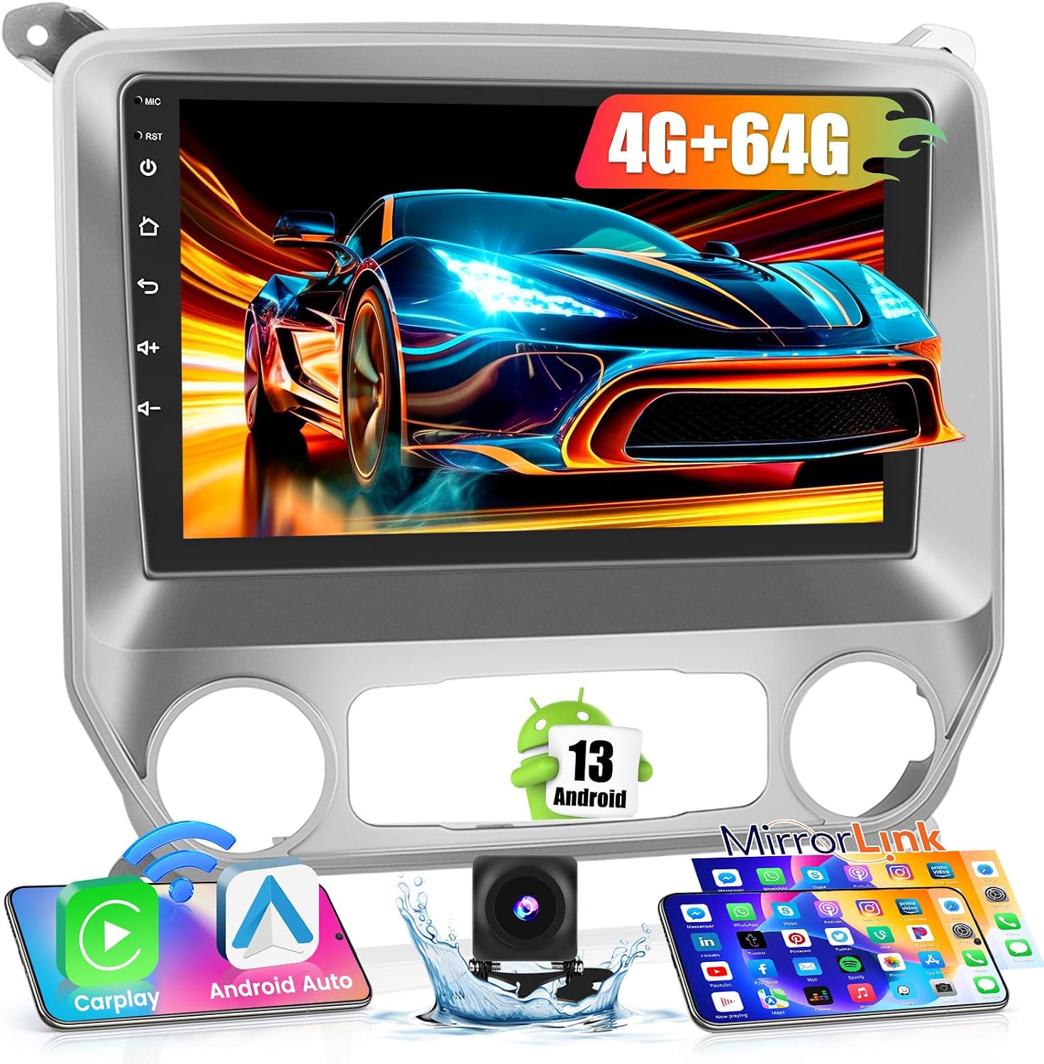 Hikity Autoradio Android 15 Per Renault Clio 3 (2005-2014) | 8 Core, 4+64GB, Wireless CarPlay, GPS, DSP, 9''