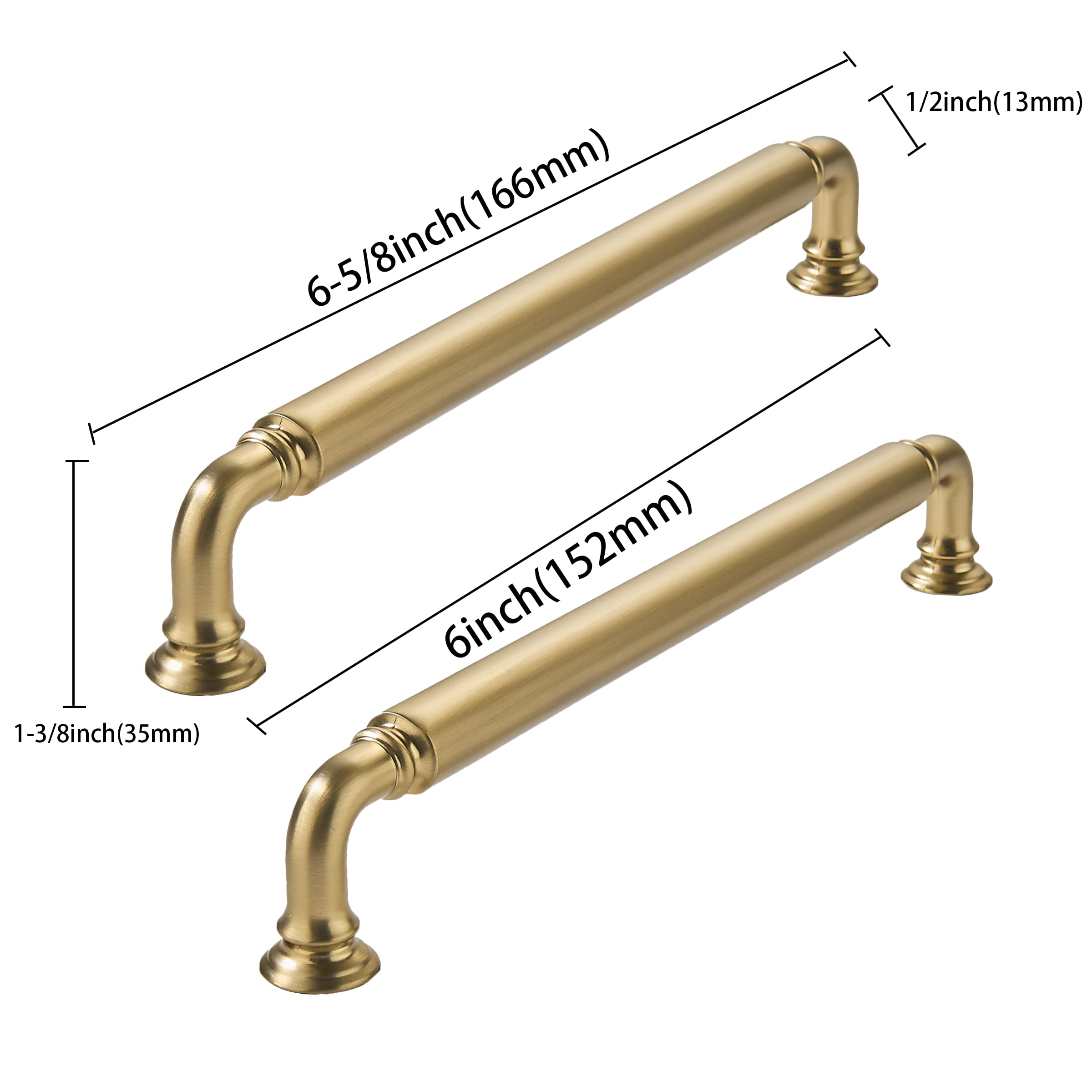 2 Pack 6 Inch Hole Center Champagne Bronze Cabinet pulls Champagne Brass Heavy-Duty Solid Cabinet Handle Hardware Suitable for cabinets Dressers Kitchens and Bathroom cabinets. — Amazon image 2
