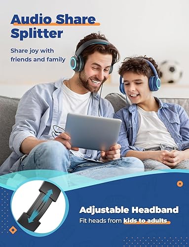 Miniatura 2 de iClever 2Pack - Audífonos para niños con divisor para compartir - 85 dBA de volumen seguro limitado - HS22, audífonos con cable para niños y