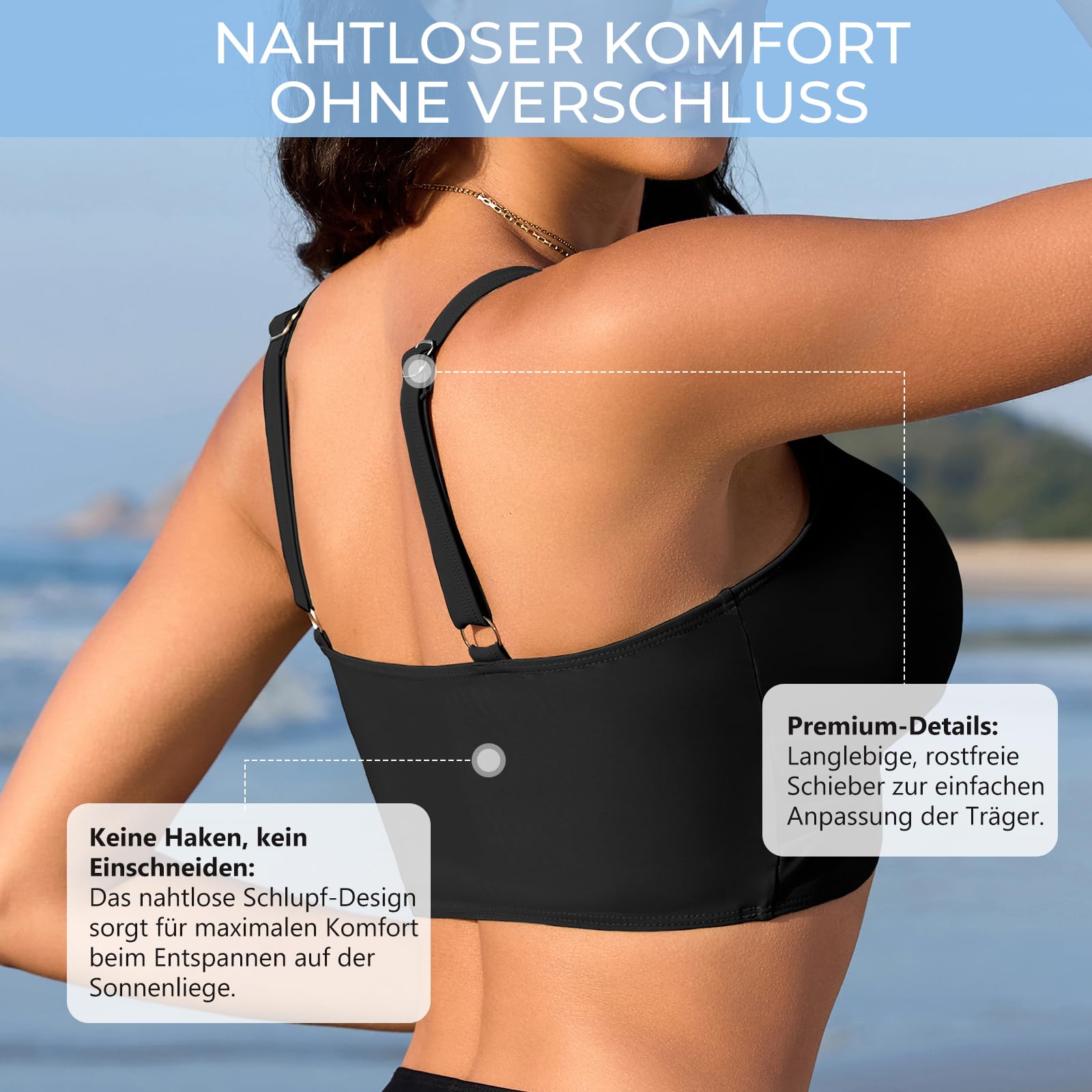 Zando Top de bikini deportivo para mujer, parte delantera push-up, acolchado, sujetador de baño