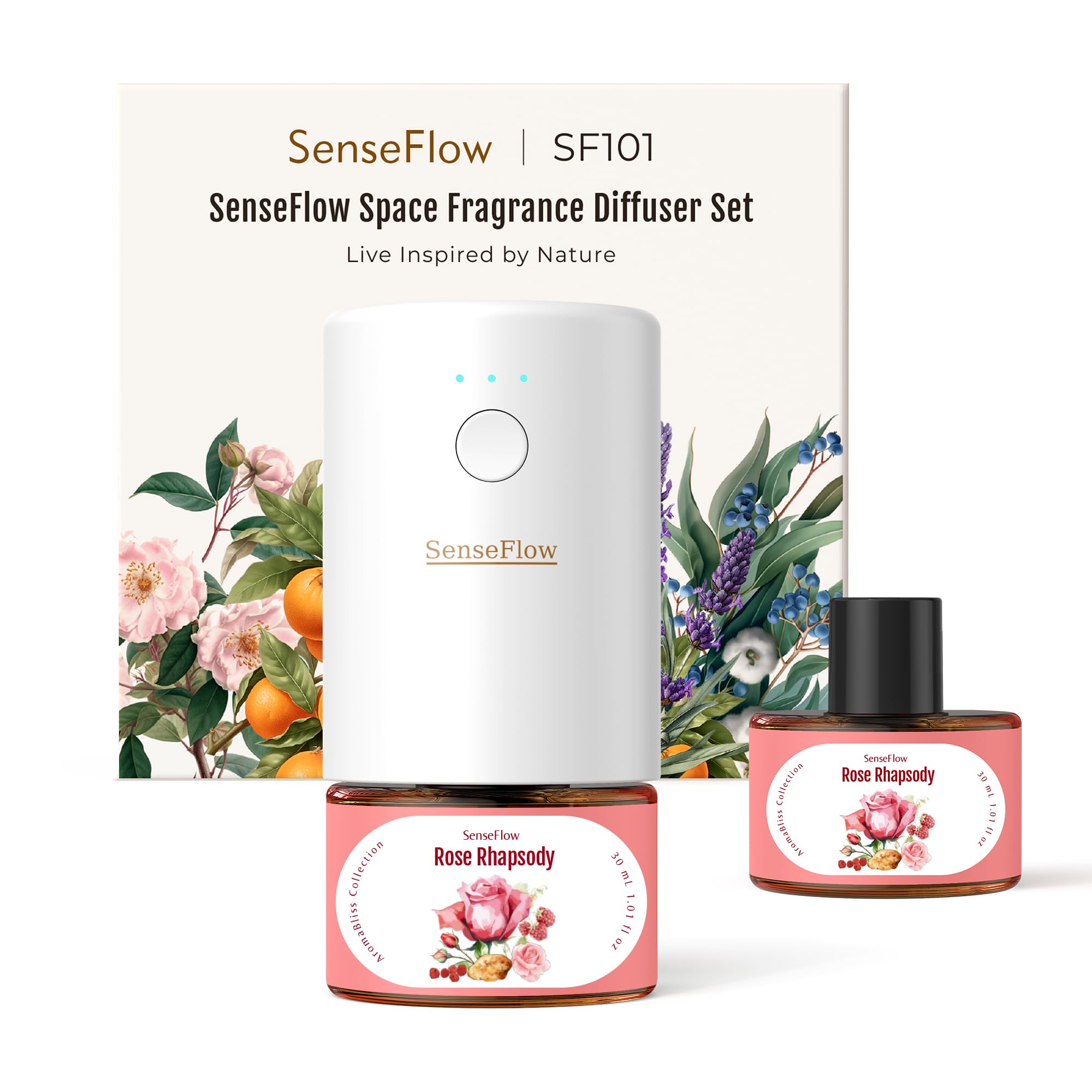 SenseFlow Aroma Diffuser for Essential Oils Smart Wi-Fi SF101S Pro, Waterless Ultrasonic Fragrance Plug, Room Fragrance, White, No Oils
